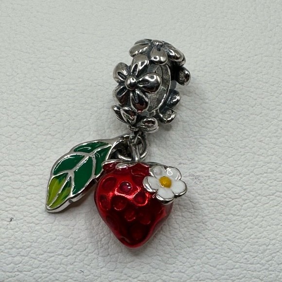 Genuine Silver Plated Strawberry Fruit Charm - Picture 5 of 7